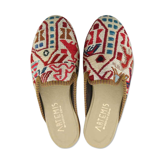 One of a kind slippers handmade from Turkish carpets.