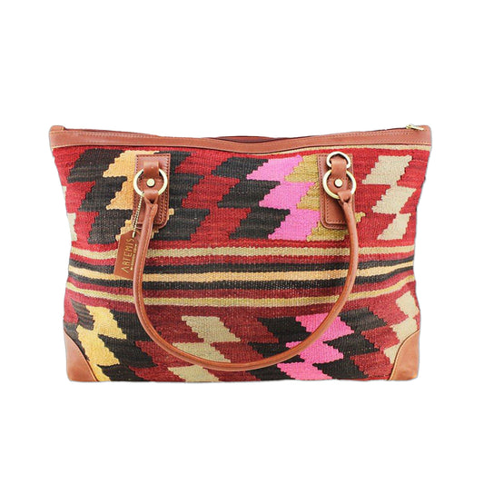 One of a kind weekender bag handmade from Turkish carpets.
