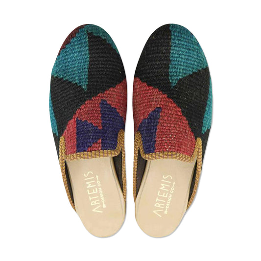 One of a kind slippers handmade from Turkish carpets.