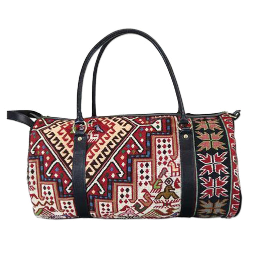 One of a kind travel duffle bag handmade from Turkish carpets.