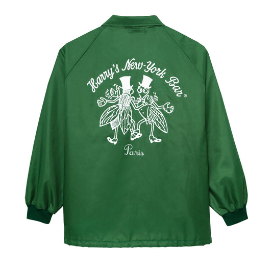 Green nylon coach's jacket emblazoned with Harry's famous bar flies motif on the back.