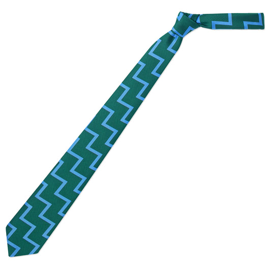 Blue And Green Zig Zag Tie
