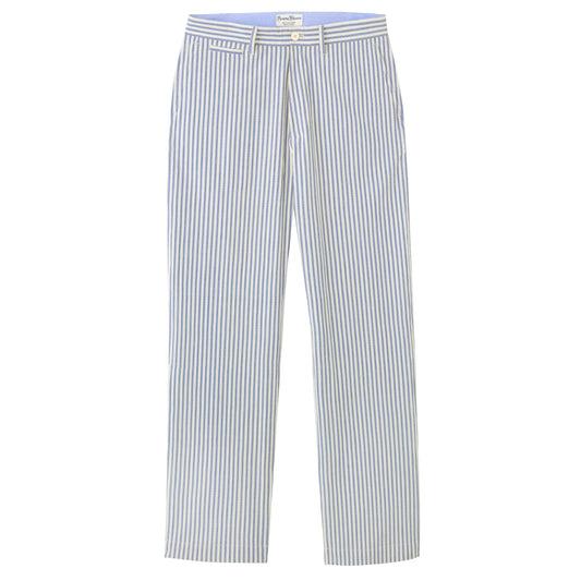 Milk-and-Sugar Seersucker Wide Leg Trousers