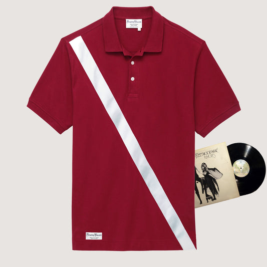 100% Pima Cotton Stripe Polo (Authentic Polo Shirt With Satin Stripe - Burgundy)