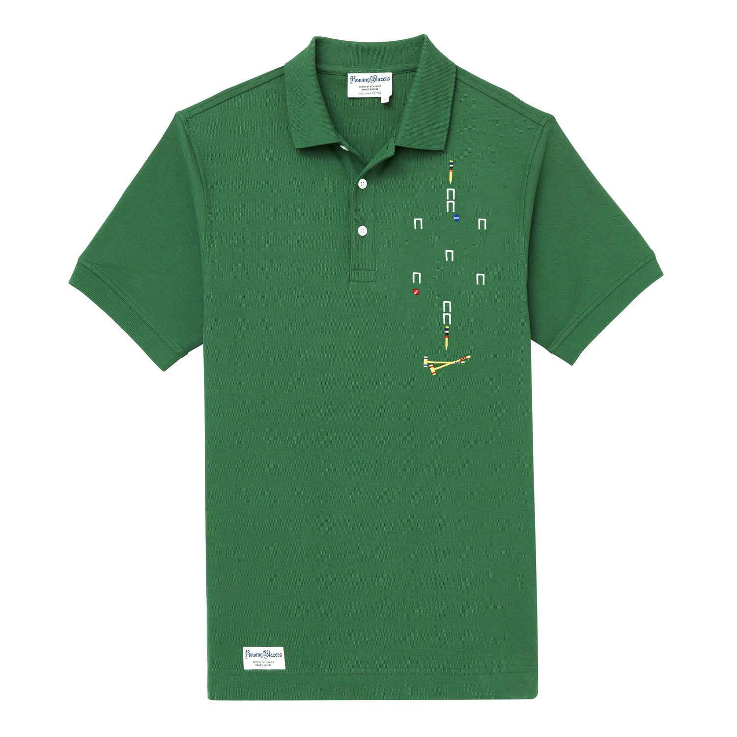 Polo jersey with satin stitched croquet court motif.