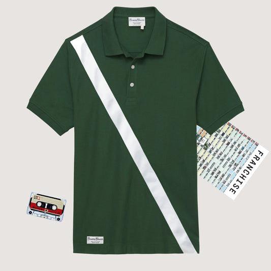 100% Pima Cotton Stripe Polo (Authentic Polo Shirt with Satin Stripe - Green)