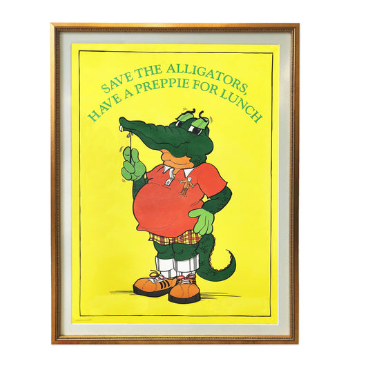 Framed "Save The Alligators, Have A Preppie For Lunch" Poster, 1981