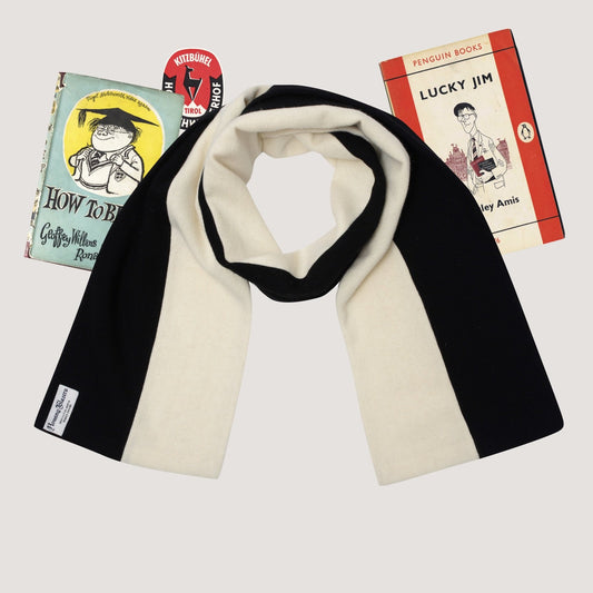 100% wool schoolboy scarf (Wool Made-in-England Schoolboy Scarf in Black and White)