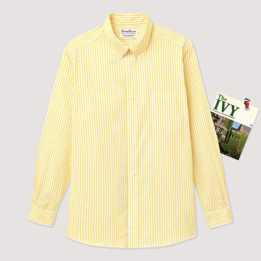 100% cotton button-down shirt (Yellow Candy Stripe Button-Down)