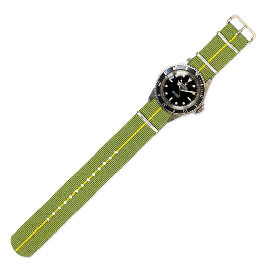 Watch Strap in Green and Yellow Stripe