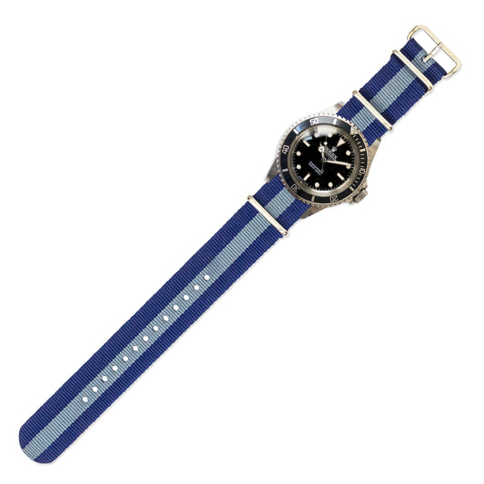 Watch Strap in Navy and Grey Stripe