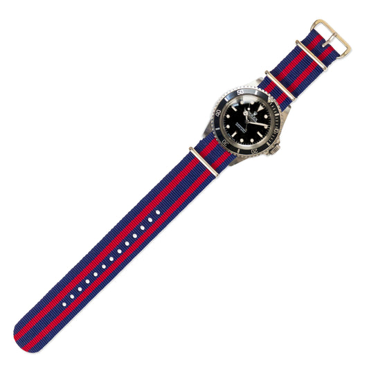 Watch Strap in Navy and Red Double Stripe