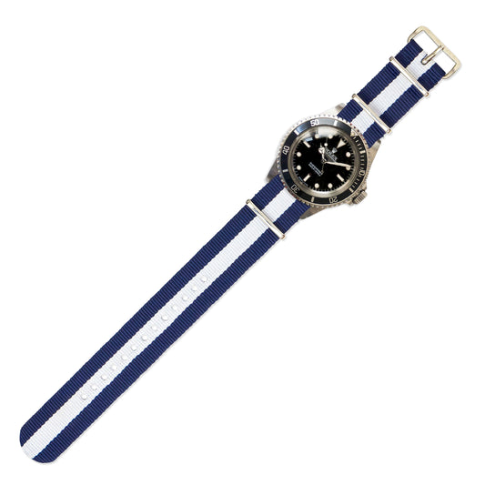 Watch Strap in Navy and White Stripe