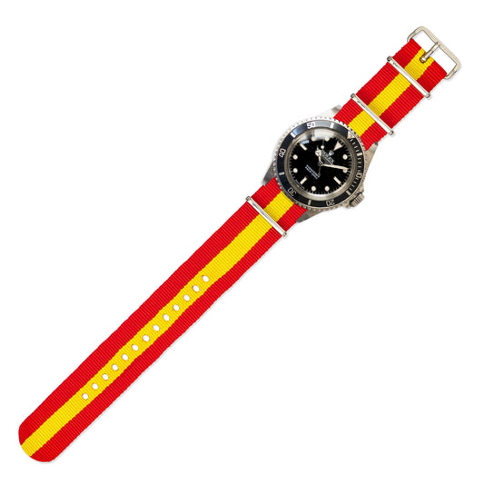 Watch Strap in Red and Gold Stripe