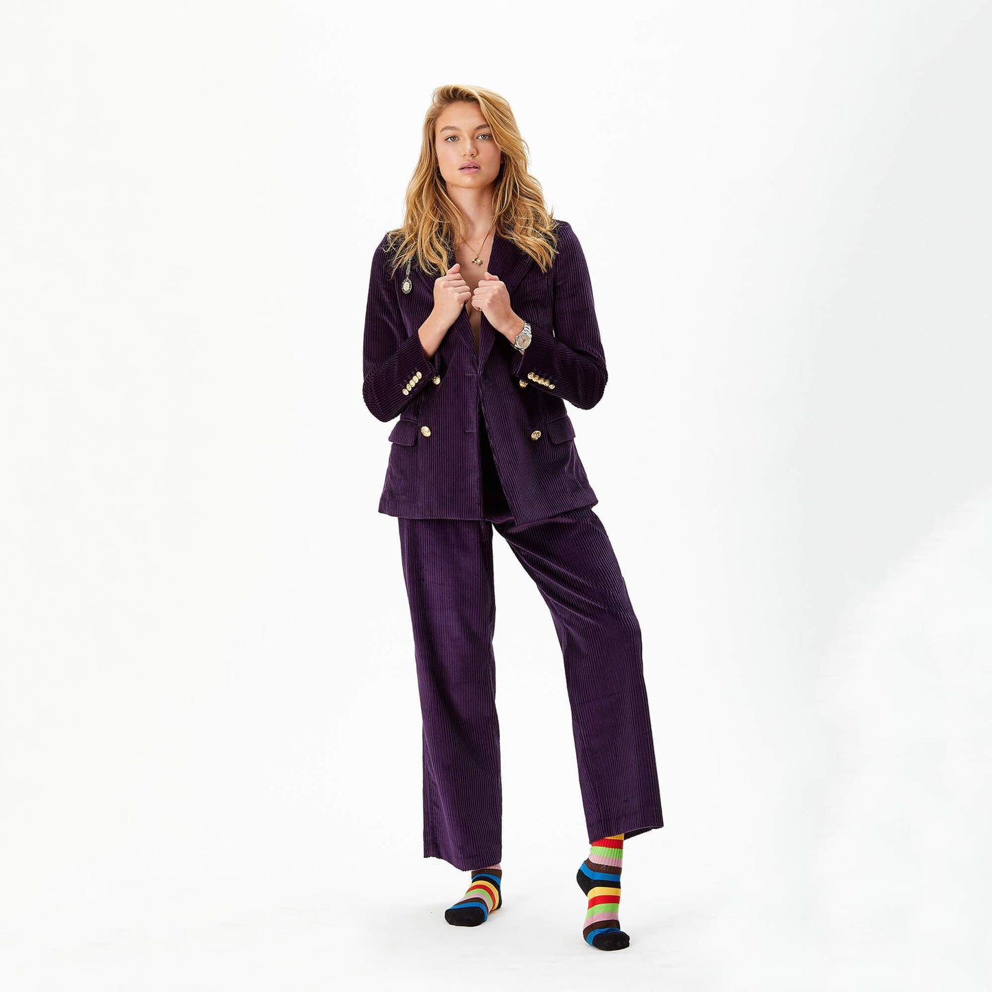 Tailored Deep Purple Corduroy Trousers